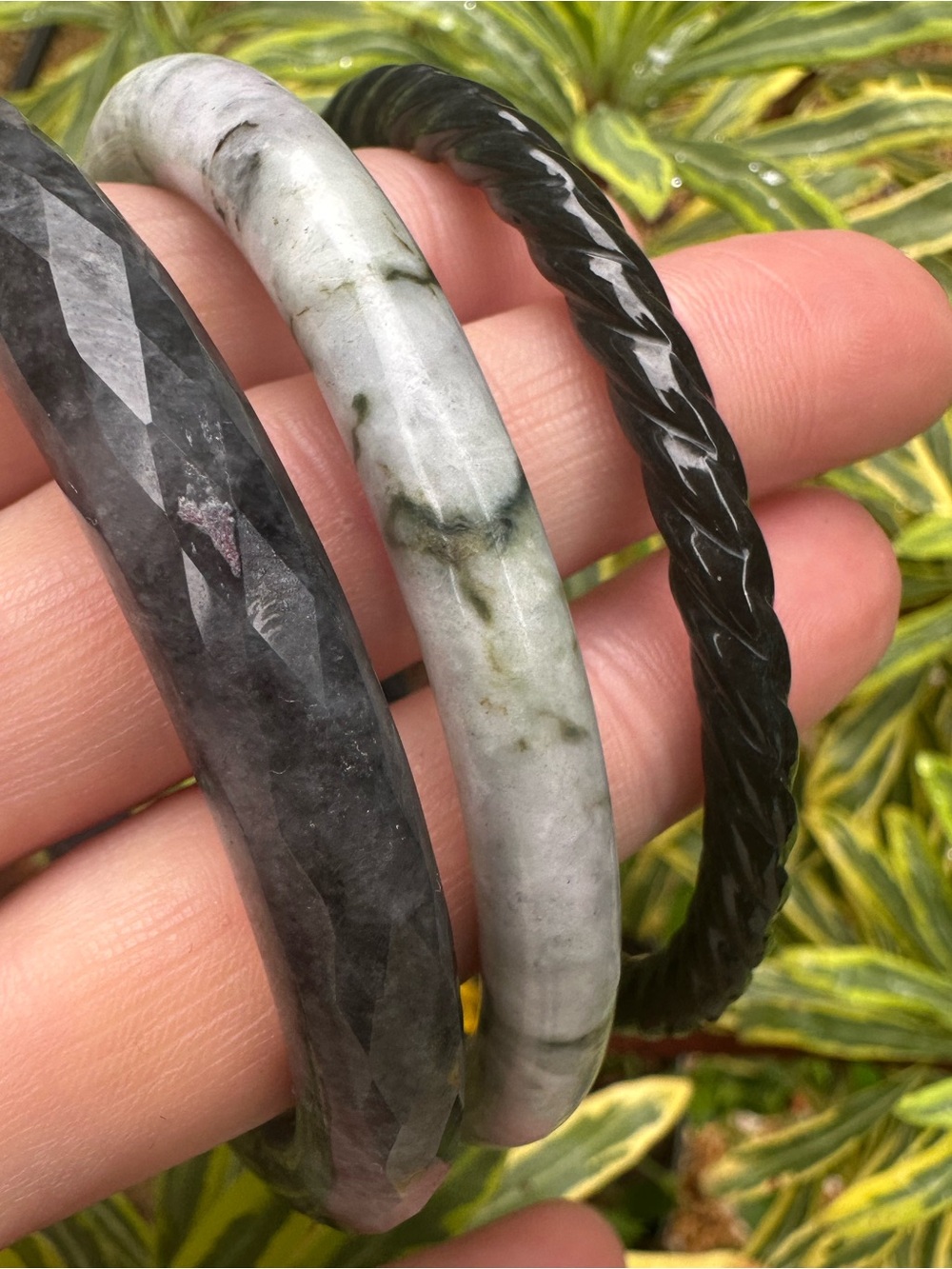 NEW DROP! Vintage Estate Burmese Jadeite Bangle Bracelet | Moss in Snow 61-62mm
